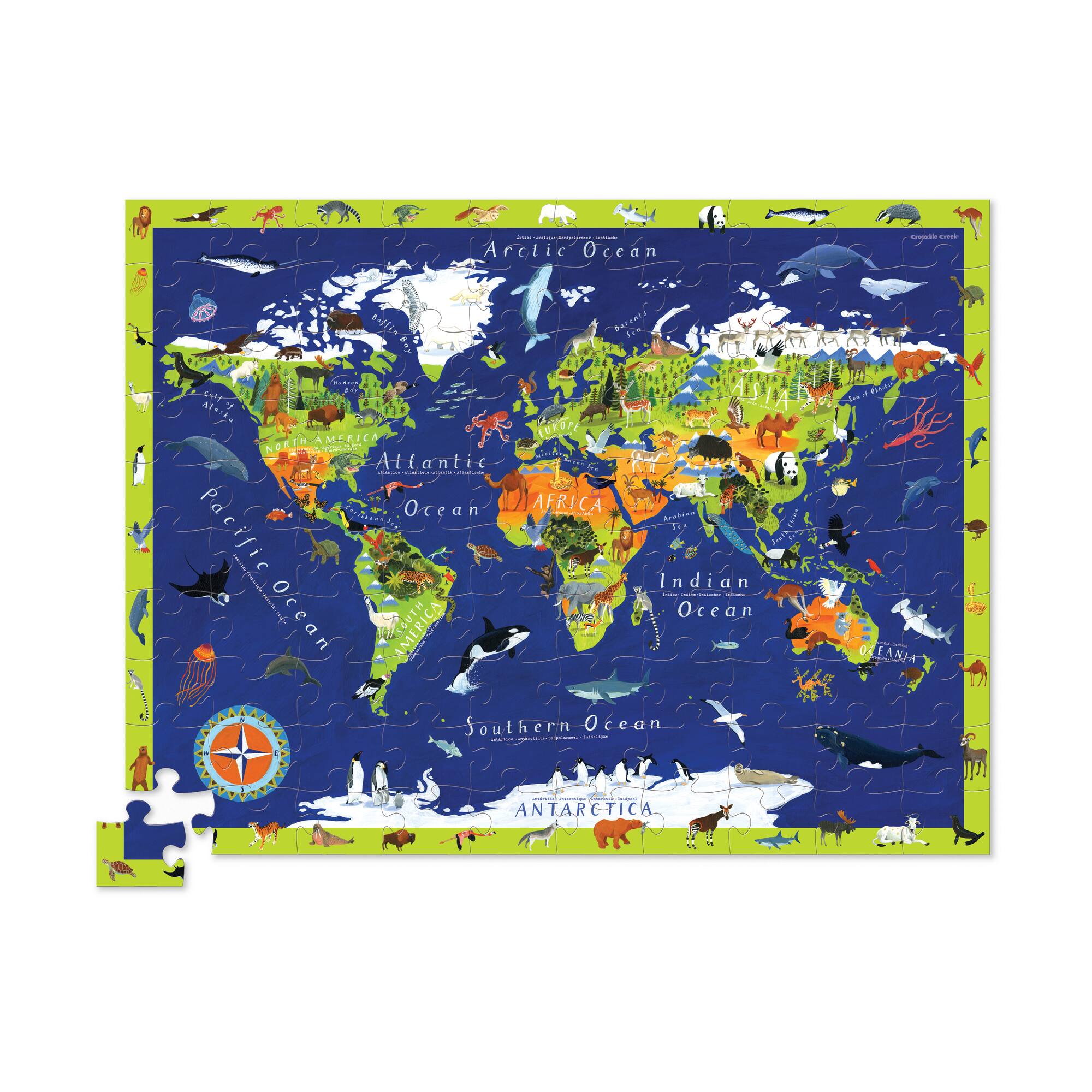 Crocodile Creek® Discover World Animals 100 Piece Floor Puzzle